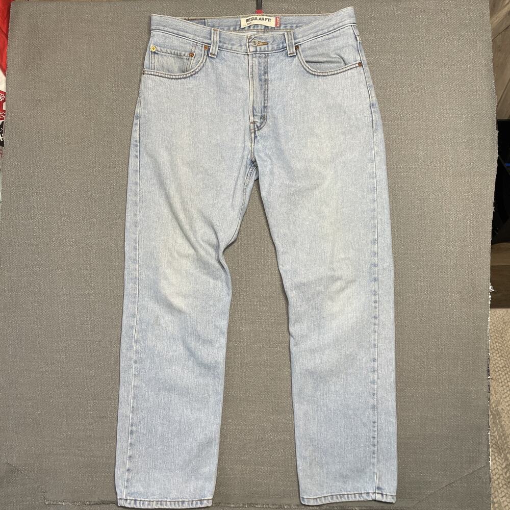 Levis 505 Regular Fit Straight Leg Jeans Light Wash Blue Denim Mens fits 34x30